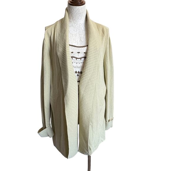 Vintage St John Sport Wool Blend Cardigan Jacket Lg Cream Shawl Collar Oldmoney - Picture 9 of 12